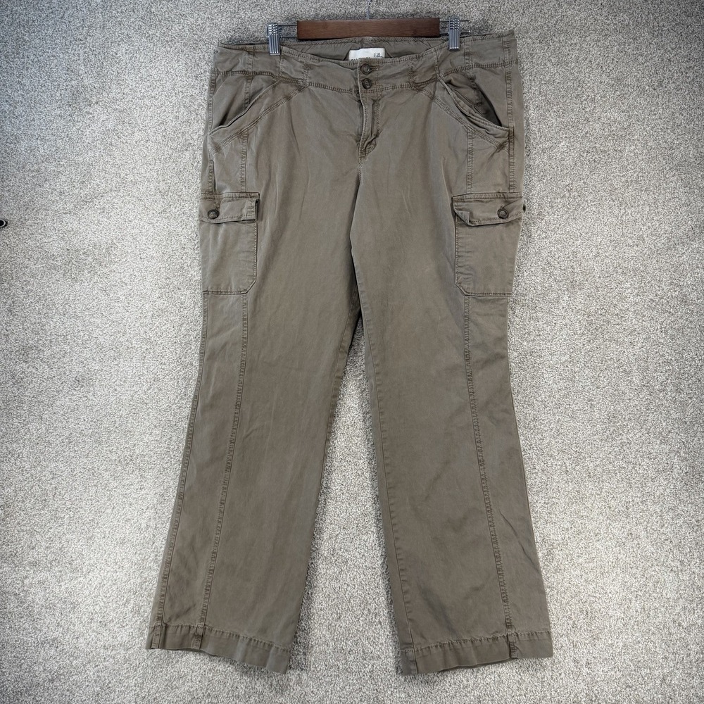 Y2K Old Navy Women's Sz 16 Reg Baggy Khaki Pants Cargo Relaxed Stretch Pockets